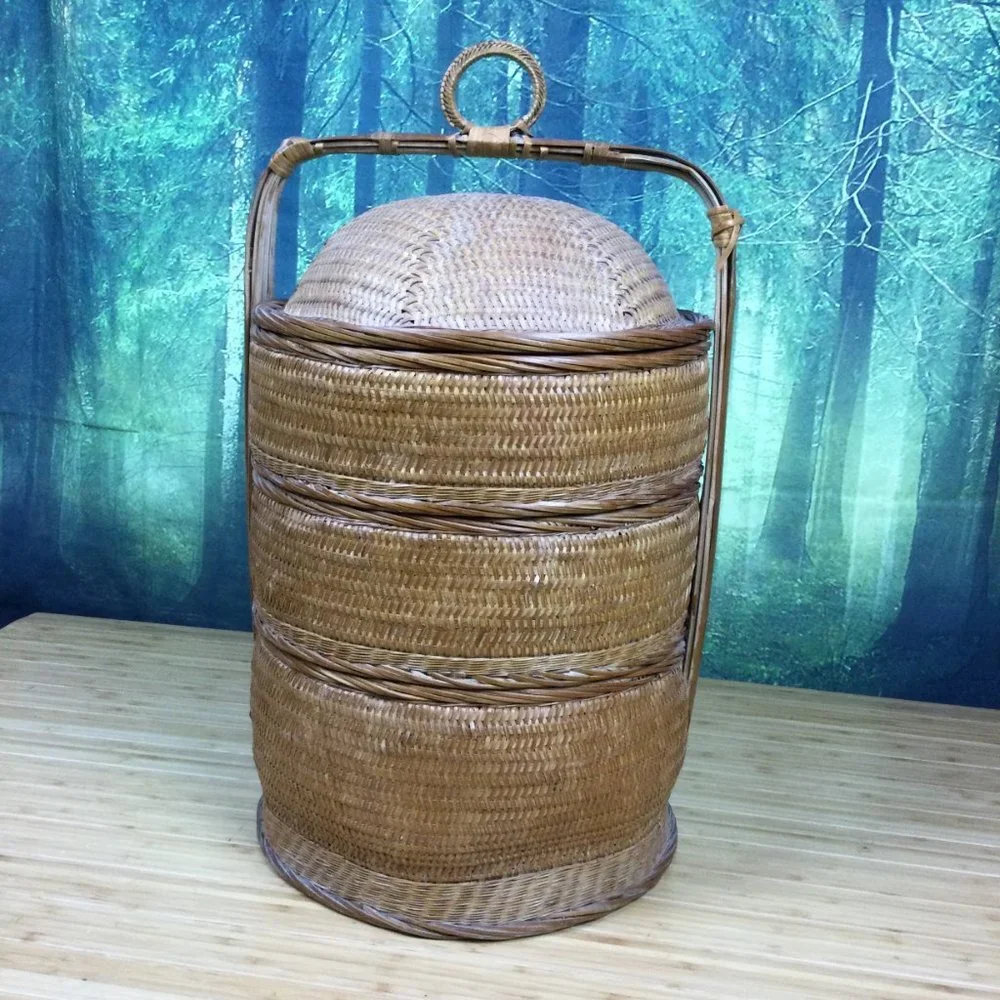 Vintage Chinese Rice Wedding Basket 3 Tier